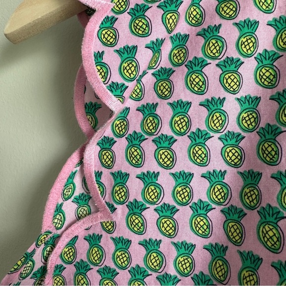 Talbots Petites 16P Pineapple Print Sleeveless Button Down Top Pink Scallop - Picture 3 of 7